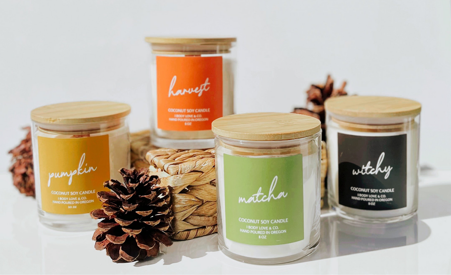 Fall Collection- Coconut Soy Candle- 10oz Jar, Wooden Wick