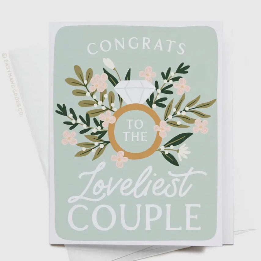 Greeting card with floral design and text on a light gray background