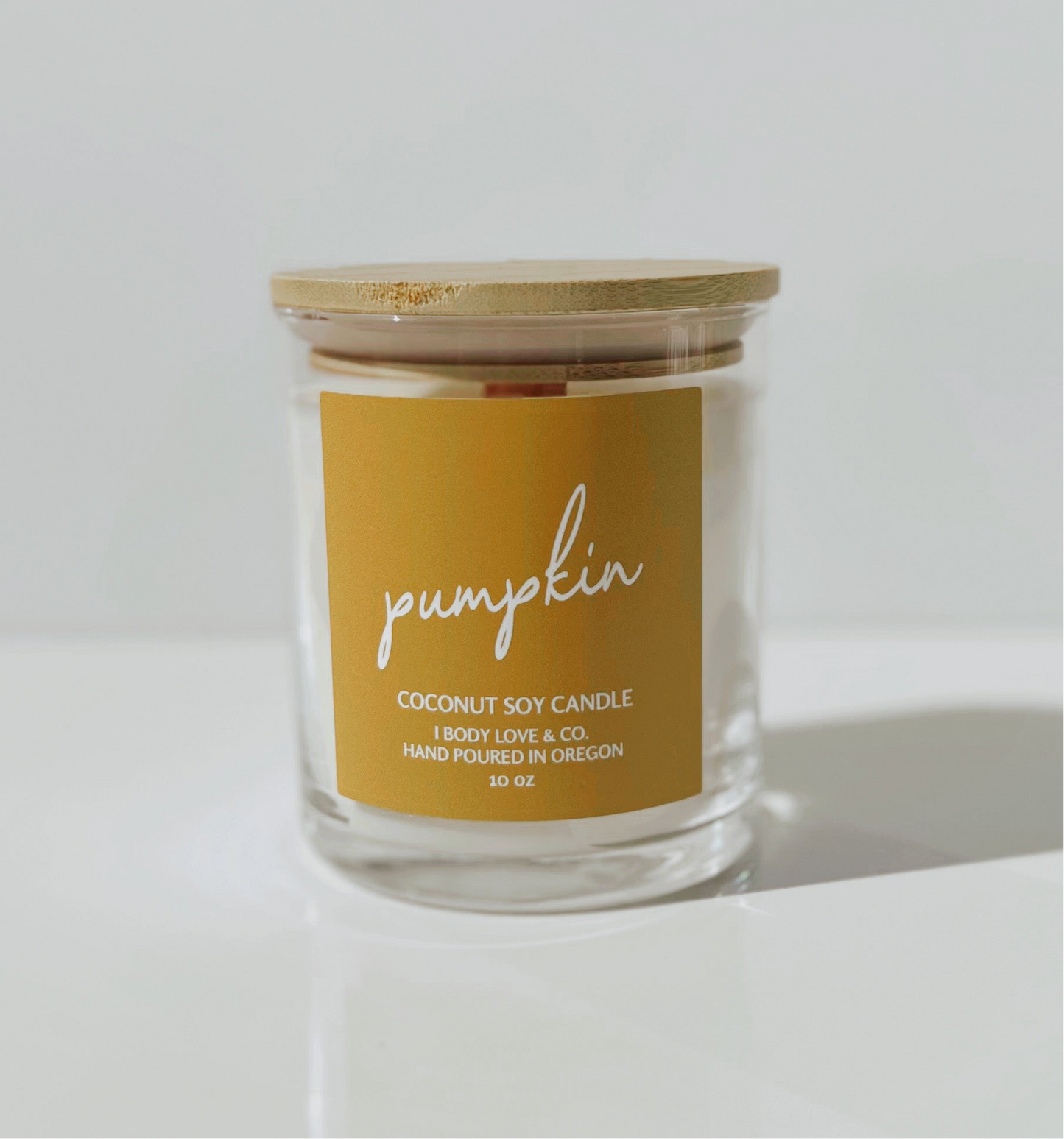 Pumpkin- Coconut Soy Candle, 10 oz Glass Jar, Wooden Wick