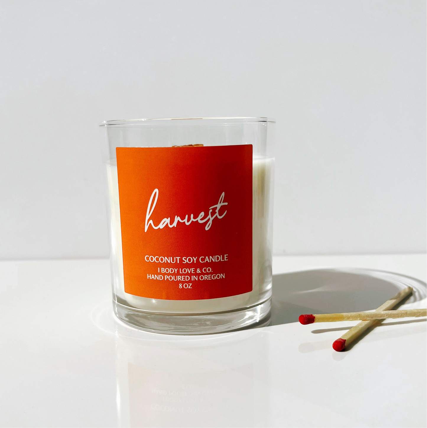 Harvest- Coconut Soy Candle, 10 oz Glass Jar, Wooden Wick