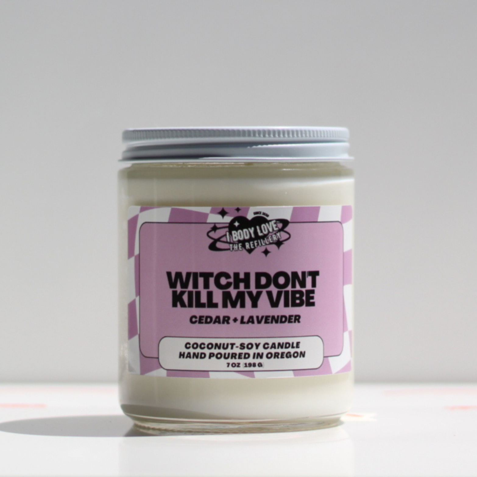 Witch Don't Kill My Vibe Candle Smells like Cedar and Lavender