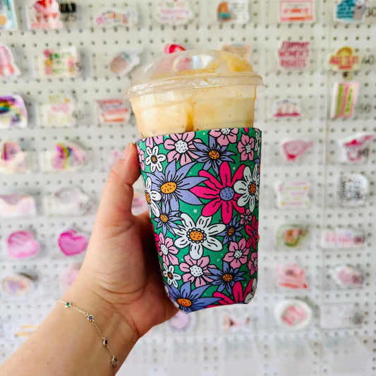 Iced Coffee Sleeve- Floral Pattern