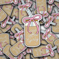 Stickers with iced coffee design and 'Girly' Coffee cup background