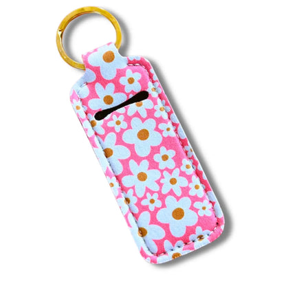 Lip Balm Keychain Holder - Pink Daisy