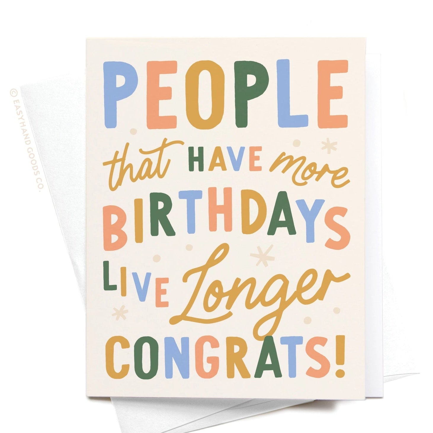 Colorful birthday card with humorous text on a white background