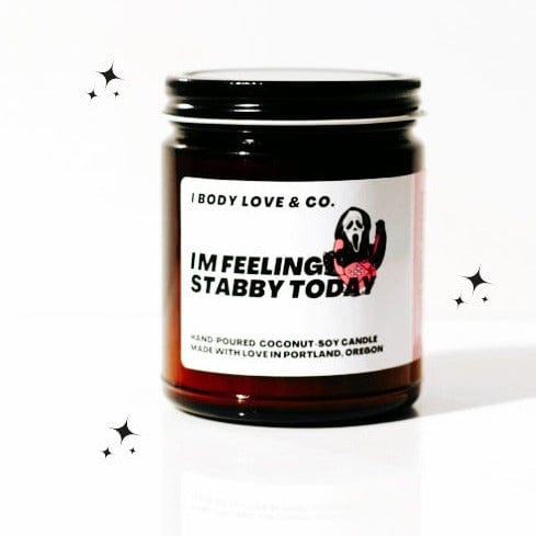 I Body Love Soy Candle Orange Cranberry w/ picture I'm Feeling Stabby Today Candle